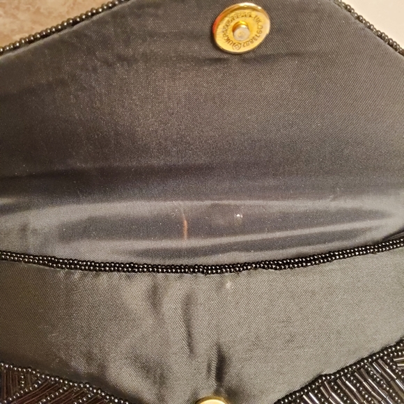 Black Evening Bag Vintage Hand Beaded Crossbody - Picture 14 of 17